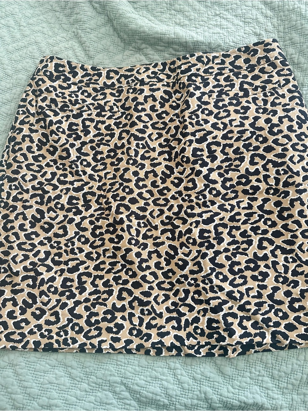 Talbots Leopard-Print Mini Skirt in Tan and navy
